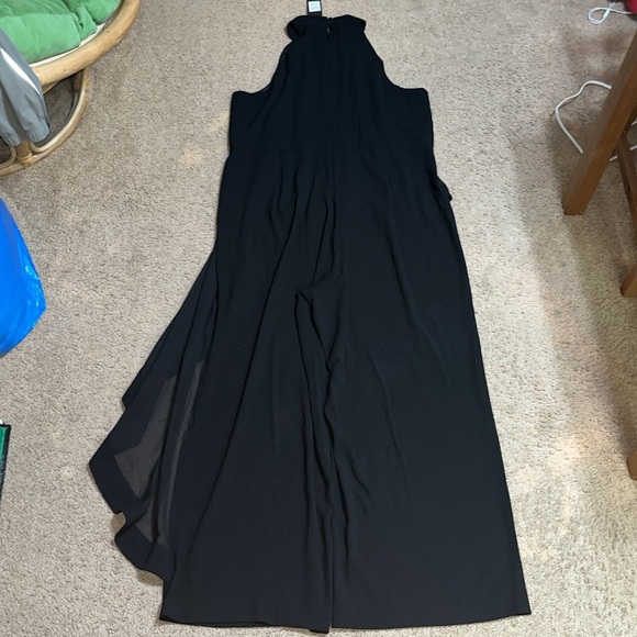 City Chic Mika Halter Jumpsuit Sheer Asymmetrical Ruffle Overlay Wide Leg 20 - Picture 9 of 12